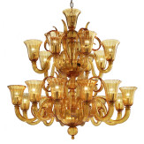 "Diogene" lampara de araña de Murano - 20 luces - ambar