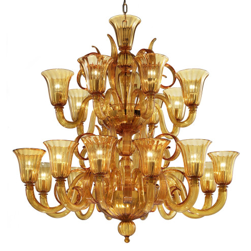 "Diogene" Murano glass chandelier - 20 lights - amber