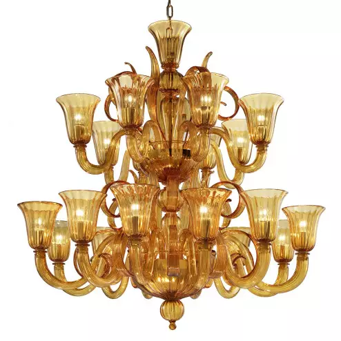 "Diogene" Murano glass chandelier - 20 lights - amber