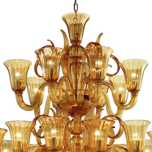 "Diogene" lustre en verre de Murano - 20 lumieres - ambre - detail