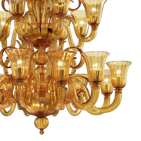 "Diogene" lampara de araña de Murano - 20 luces - ambar - detalle