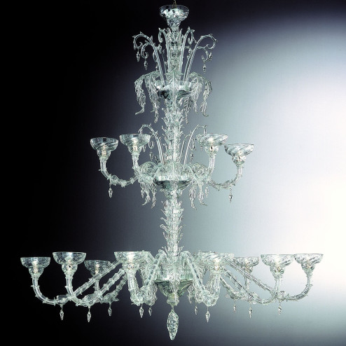 "Alaska" Murano glass chandelier - 15 lights - transparent