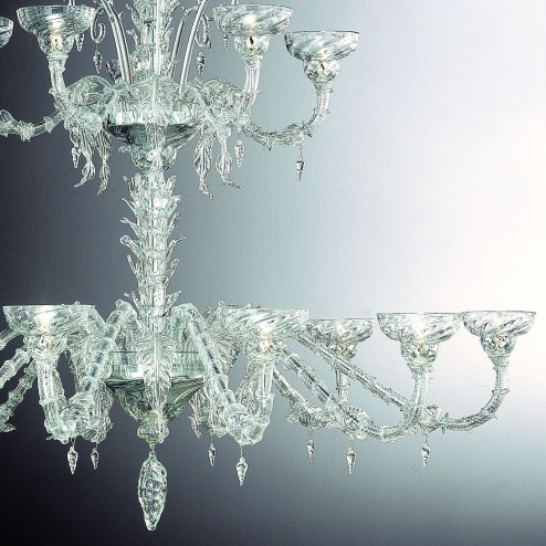 "Alaska" Murano glass chandelier - 15 lights - transparent - detail