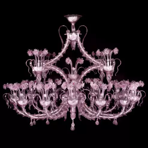 "Jasmine" Murano glass chandelier - 17 lights - pink