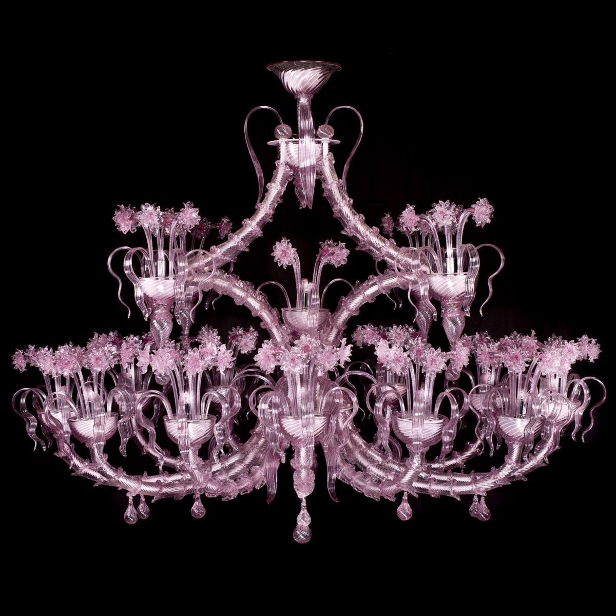 "Jasmine" lampara de araña de Murano - 17 luces -rosa