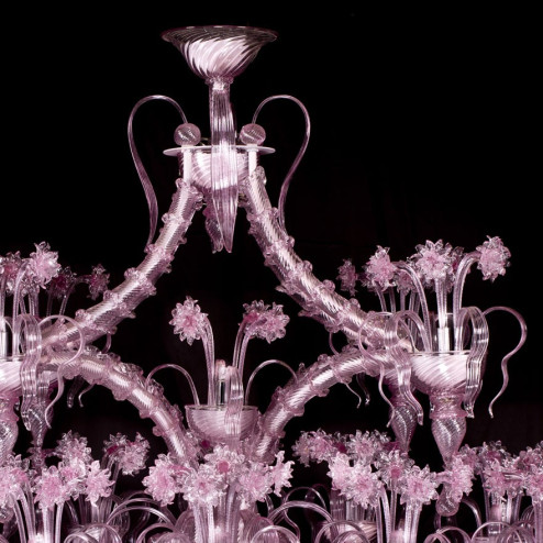 "Jasmine" lampara de araña de Murano - 17 luces -rosa - detalle