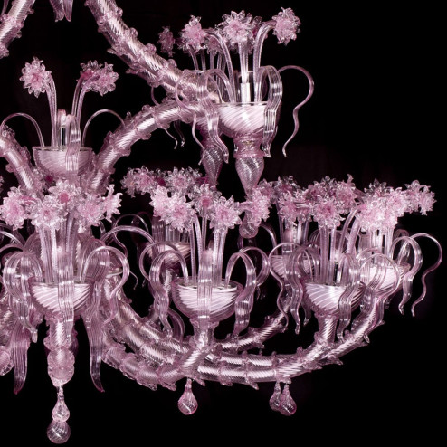"Jasmine" lampara de araña de Murano - 17 luces -rosa - detalle