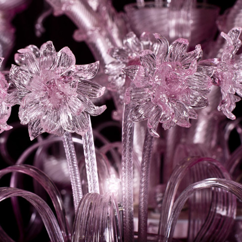 "Jasmine" Murano glass chandelier - 17 lights - pink - detail
