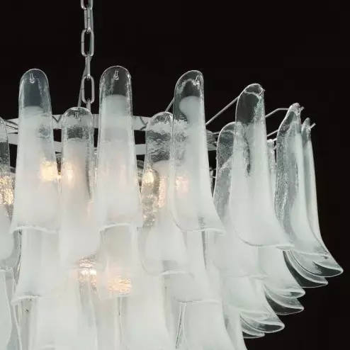 "Calypso" lampara de cristal de Murano - 13 luces - blanco - detalle