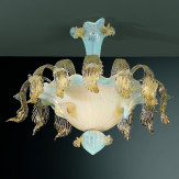Academia 6 luces lámpara de techo de Murano- color opal y oro