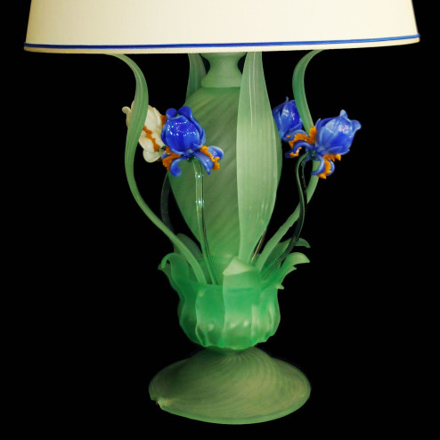 "Iris blu" lampe de table en verre de Murano - detail