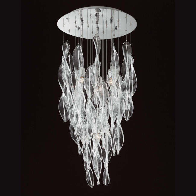 "Elica" lustre en verre de Murano - 4 lumieres- transparent blanc