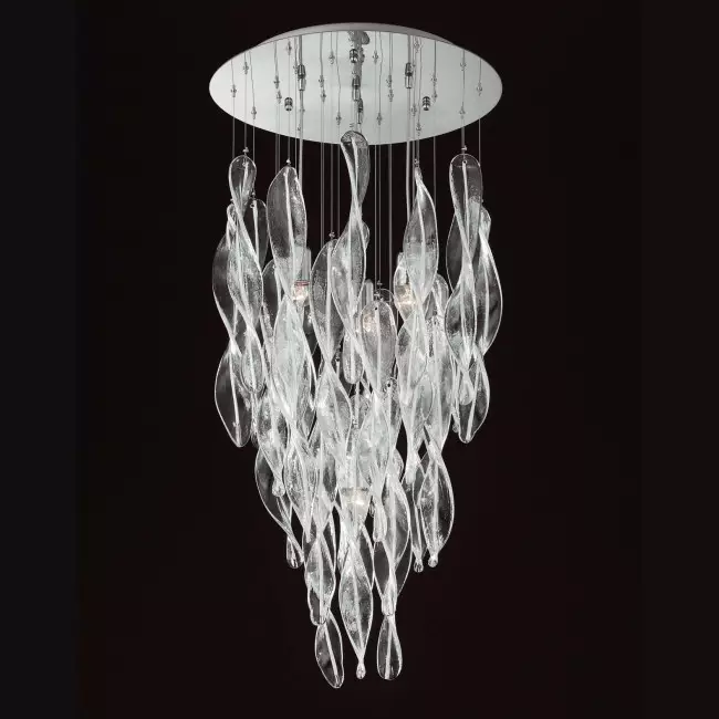 "Elica" Murano glass chandelier - 4 lights - transparent white