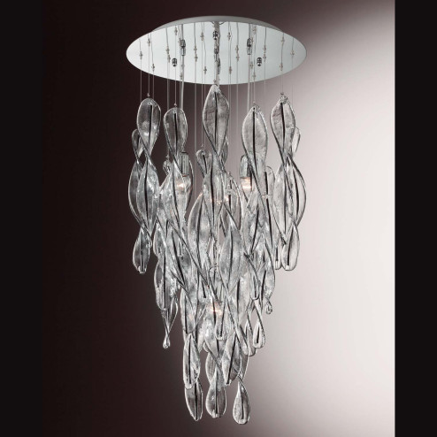 "Elica" lampara de araña de Murano - 4 luces- transparente y negro