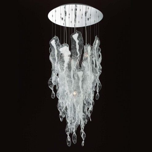"Aurel" lustre en cristal de Murano - 4 lumieres - transparent et blanc