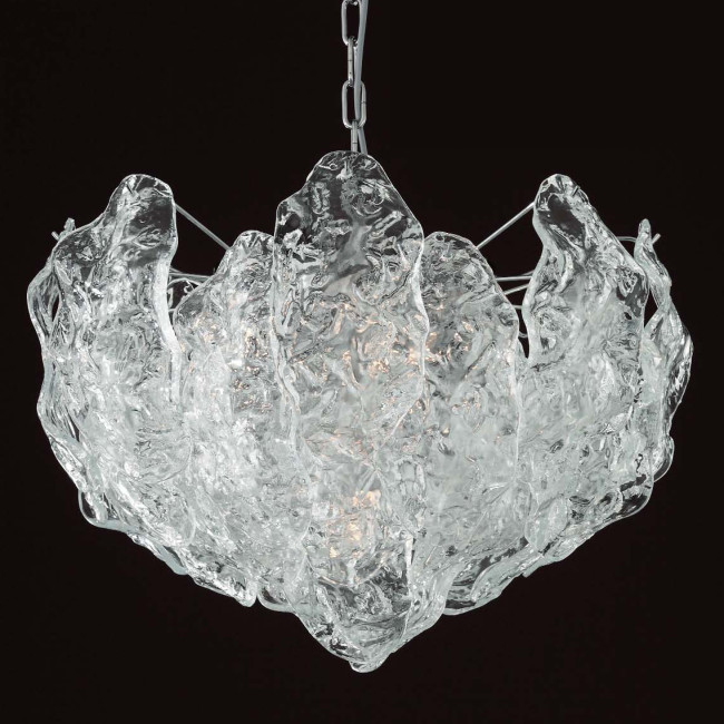 "Sandy" Murano glass chandelier - 6 lights - transparent