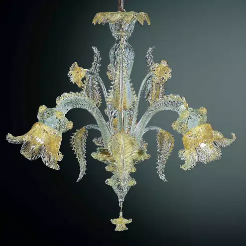Fenice 3 lights Murano chandelier - transparent gold color