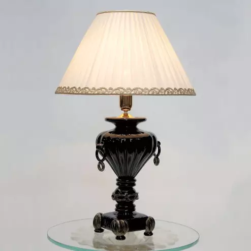 "Asteria" Murano glass table lamp - 1 light - black and gold
