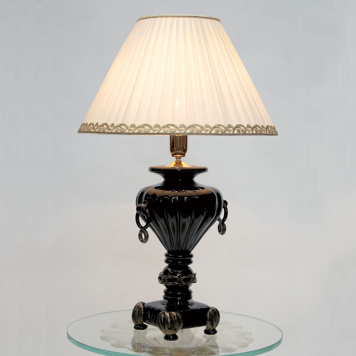 "Asteria" lampe de table de Murano - 1 lumieres - noir et or
