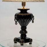 "Asteria" lampara de sobremesa de cristal de Murano -1 luz - negro y oro - detalle