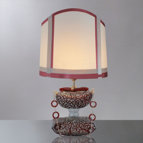 "Ianira" Murano glass table lamp - 1 light - red and silver