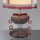 "Ianira" lampara de sobremesa de cristal de Murano - 1 luz - rojo y plata - detalle