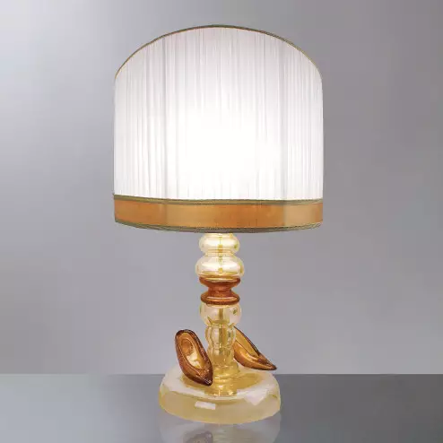 "Eudora" lampara de sobremesa de cristal de Murano - 1 luz - oro y ambar