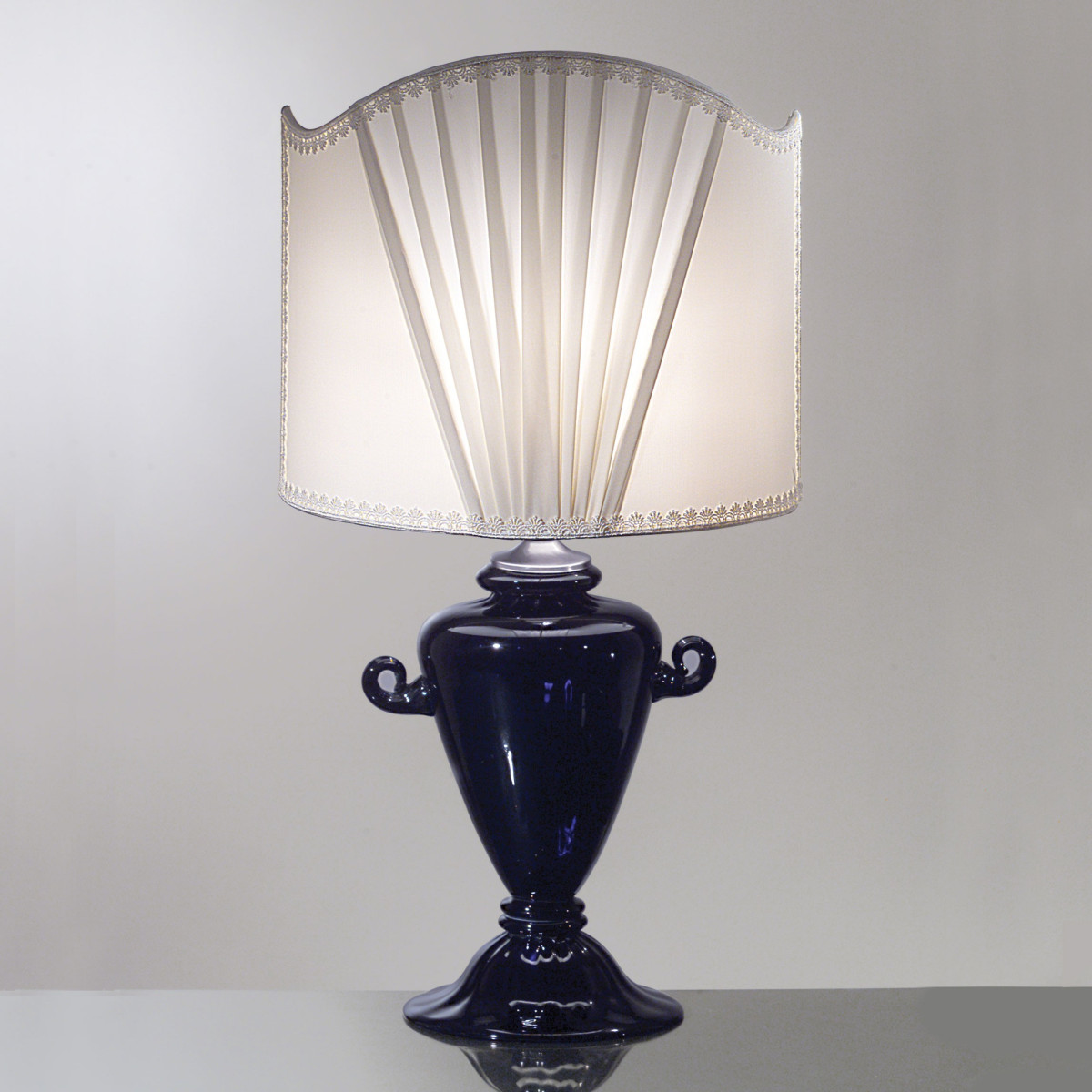 "Egle" lampe de table en verre de Murano - 1 lumiere - bleu