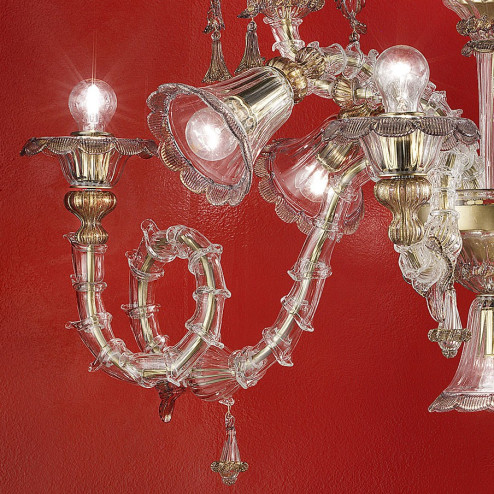 "Agenore" Murano glass chandelier - transparent and gold - detail