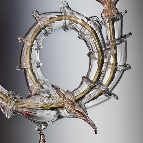 "Agenore" lampara de cristal de Murano - trasparente y oro - detalle