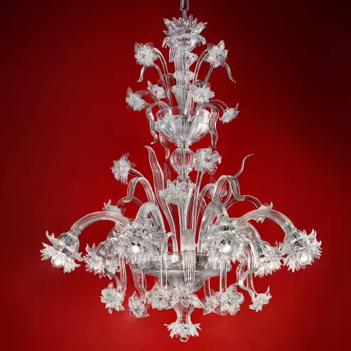 "Brina" lampara de cristal de Murano - 6 luces - transparente