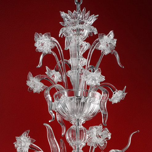 "Brina" Murano glass chandelier - 6 lights - transparent color - detail