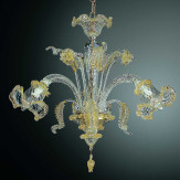 Canal Grande 3 lights Murano chandelier - transparent gold color