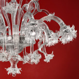 "Brina" lampara de cristal de Murano - 6 luces - transparente - detalle