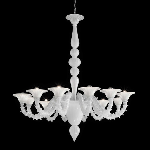 "Candido" lustre en cristal de Murano - 6 lumieres - blanc