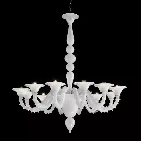 "Candido" Murano glass chandelier - 6 lights - white