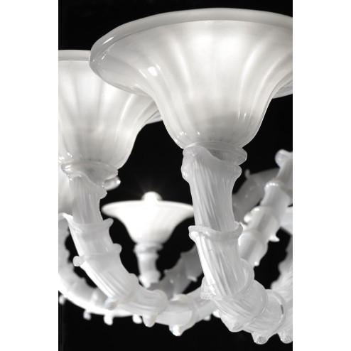 "Candido" lustre en cristal de Murano - 6 lumieres - blanc - detail