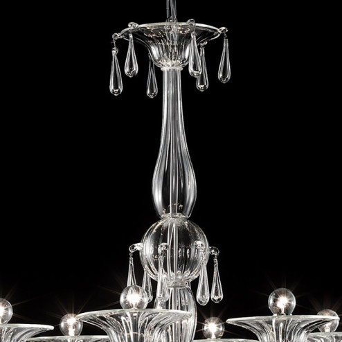 "Gioia" Murano glass chandelier - 12 lights, transparent - detail