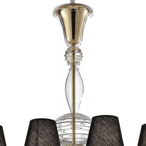"Soave" lampara de araña de Murano - 12 luces, transparente y oro - detalle