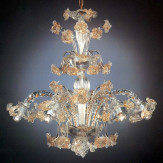 Flora 6 lumières haute Murano chandelier - couleur transparent or