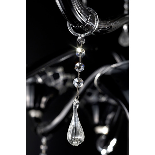 Solenne 8 lights Murano chandelier black transparent color, detail