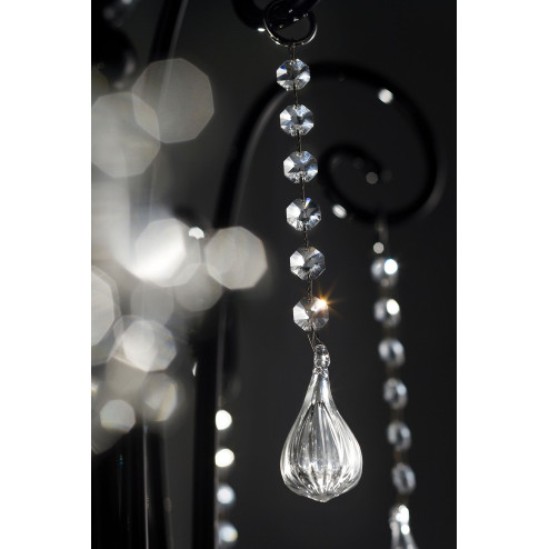 Solenne 8 lights Murano chandelier black transparent color, detail