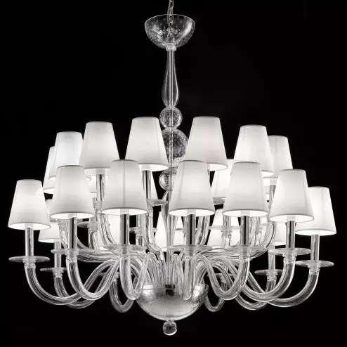 "Vasco" lampara de araña de Murano - 12 + 12 luces, transparente