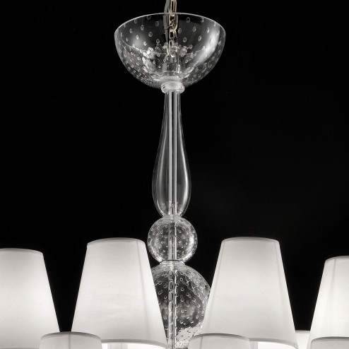 "Vasco" lustre en verre de Murano - 12 + 12 lumieres, transparent
