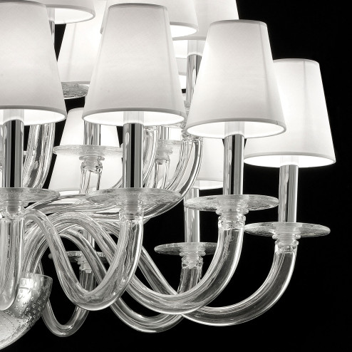 "Vasco" Murano glass chandelier - 12 + 12 lights, transparent