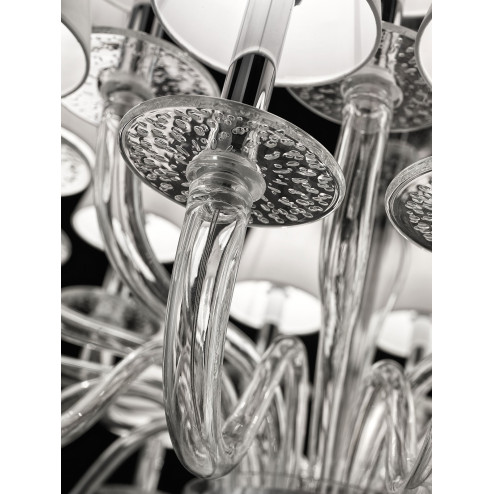 "Vasco" lampara de araña de Murano - 12 + 12 luces, transparente - detalle