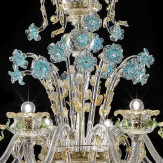 "Celeste" lampara de araña de Murano - 8 luces, transparente oro con turquesa y verde
