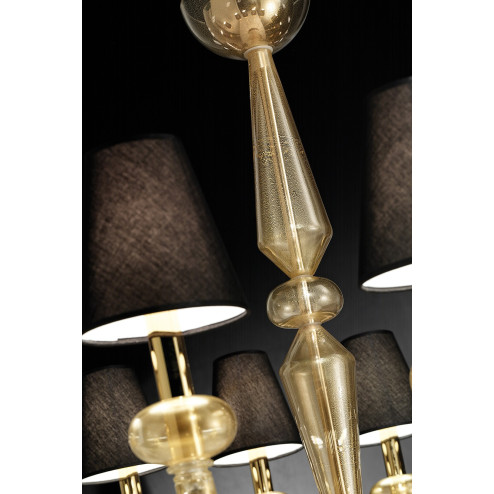 "Caligola" Murano glass chandelier - 12 lights, gold
