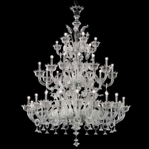 Casanova, 18+12+6 luces lampara de Murano con anillos- transparente
