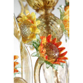 "Girasole" grande lampara de cristal de Murano - 10 luces , ámbar, naranja y verde